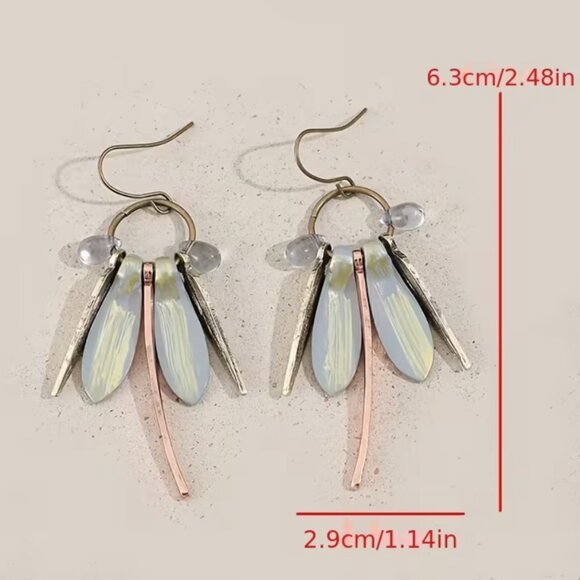 Abstract Dragonfly Polychrome Earrings - Picture 3 of 6